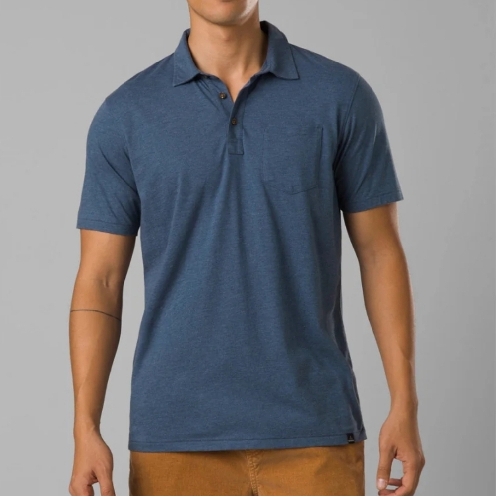 NWT Prana Polo Denim Heather Small Tall Every Day Essential Shirt